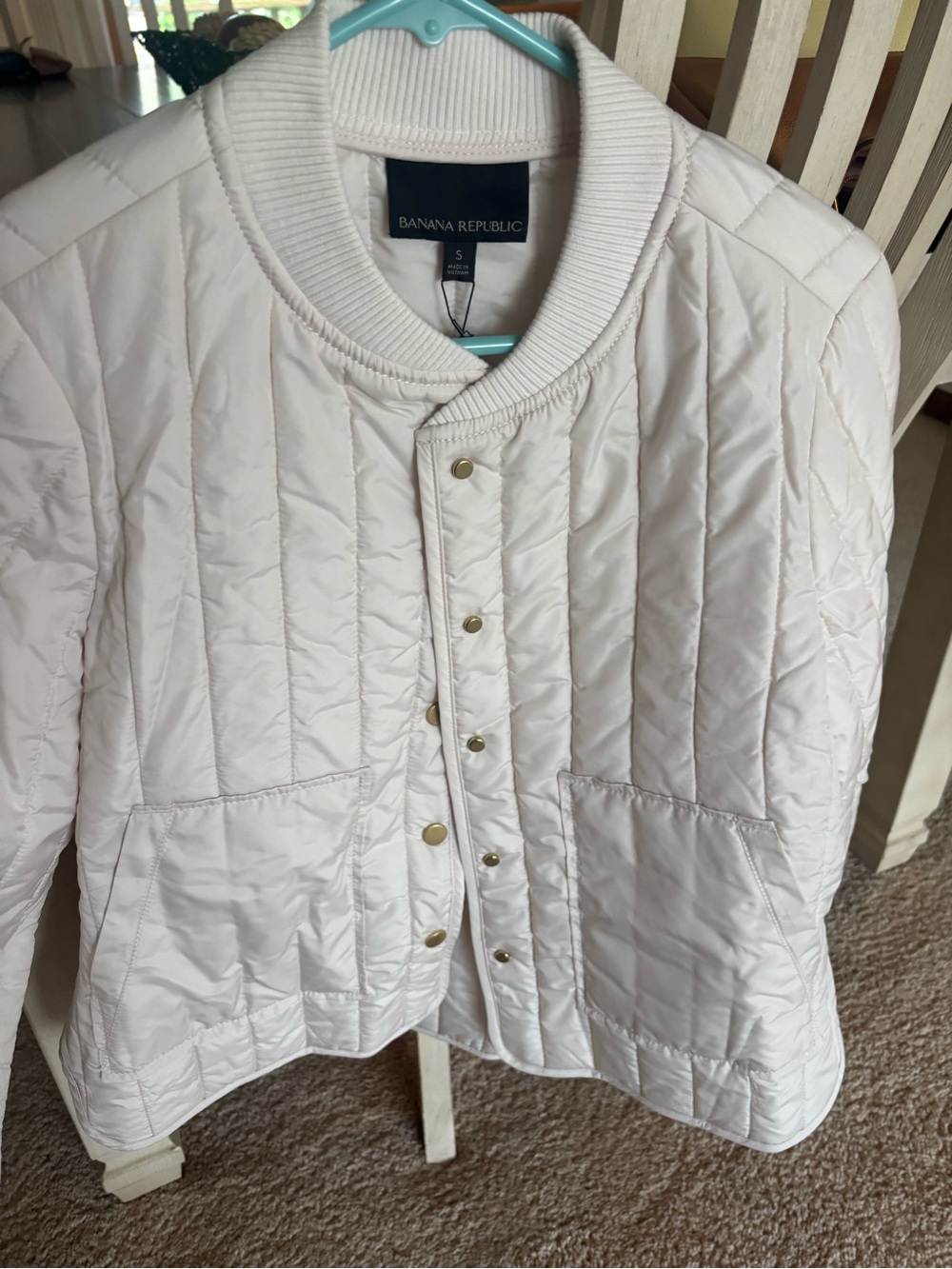 Banana Republic Women's Ivory Quilted Snap-Front Jacket
